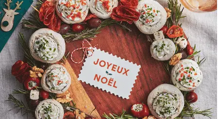 couronne de noel aux champignons farcis
