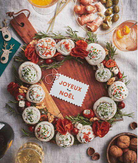 couronne de noel aux champignons farcis